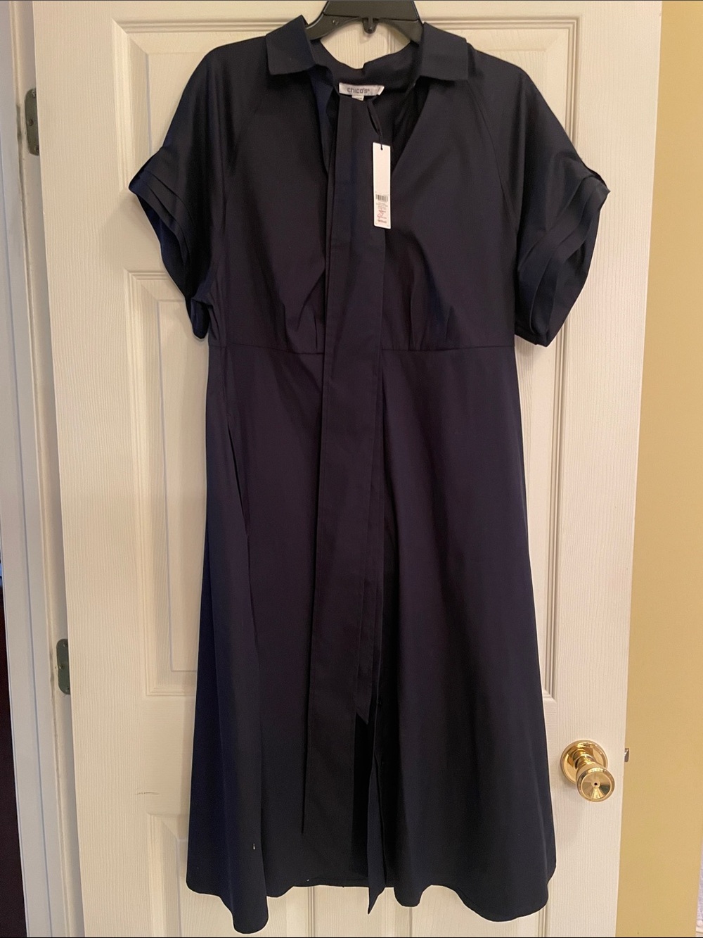 Chico's Navy Midi Shirt Dress with Belt. Chicos sizing - size 2